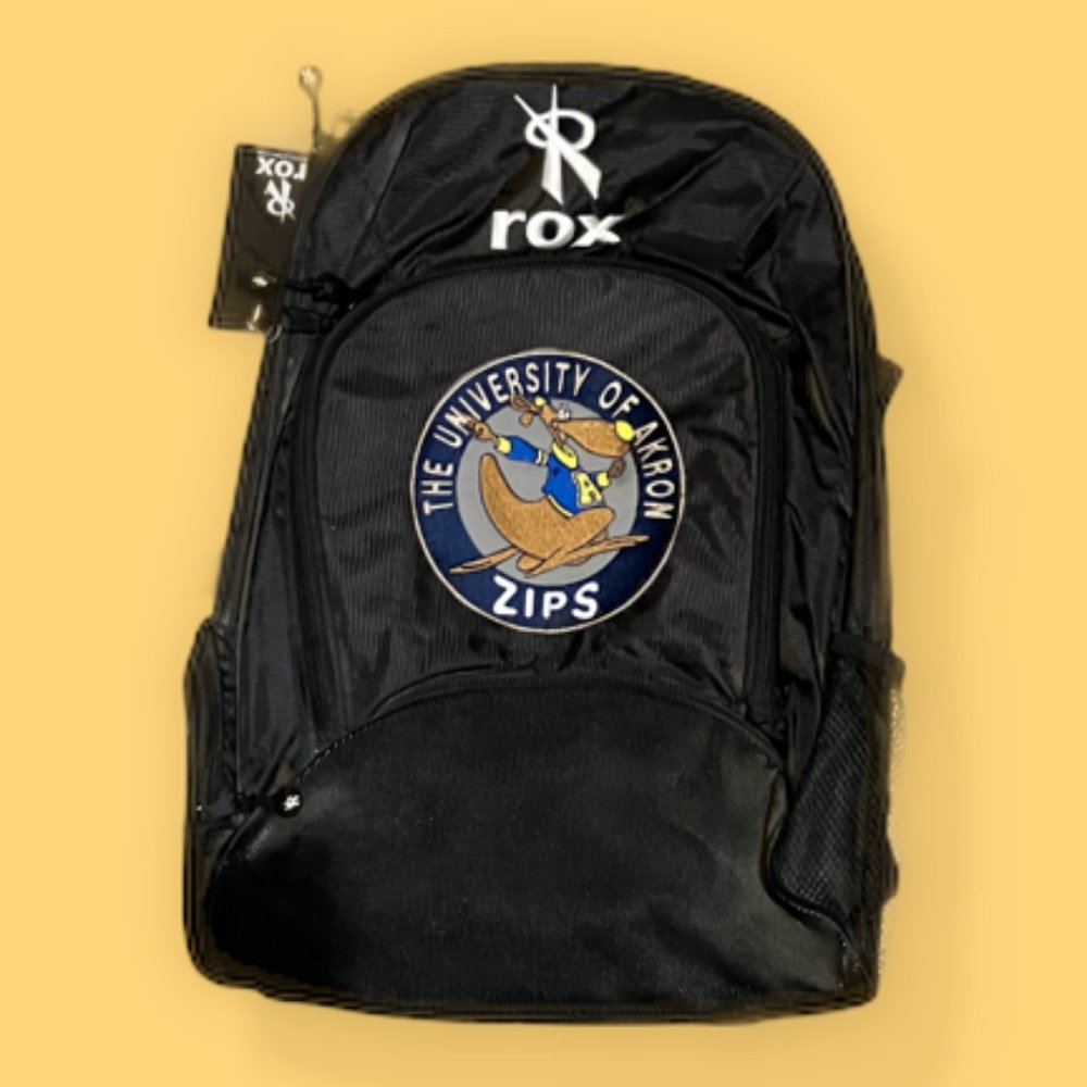 BLK Rox Volleyball backpack w/Akron Happy Zippy Patch on outer compartment NWT